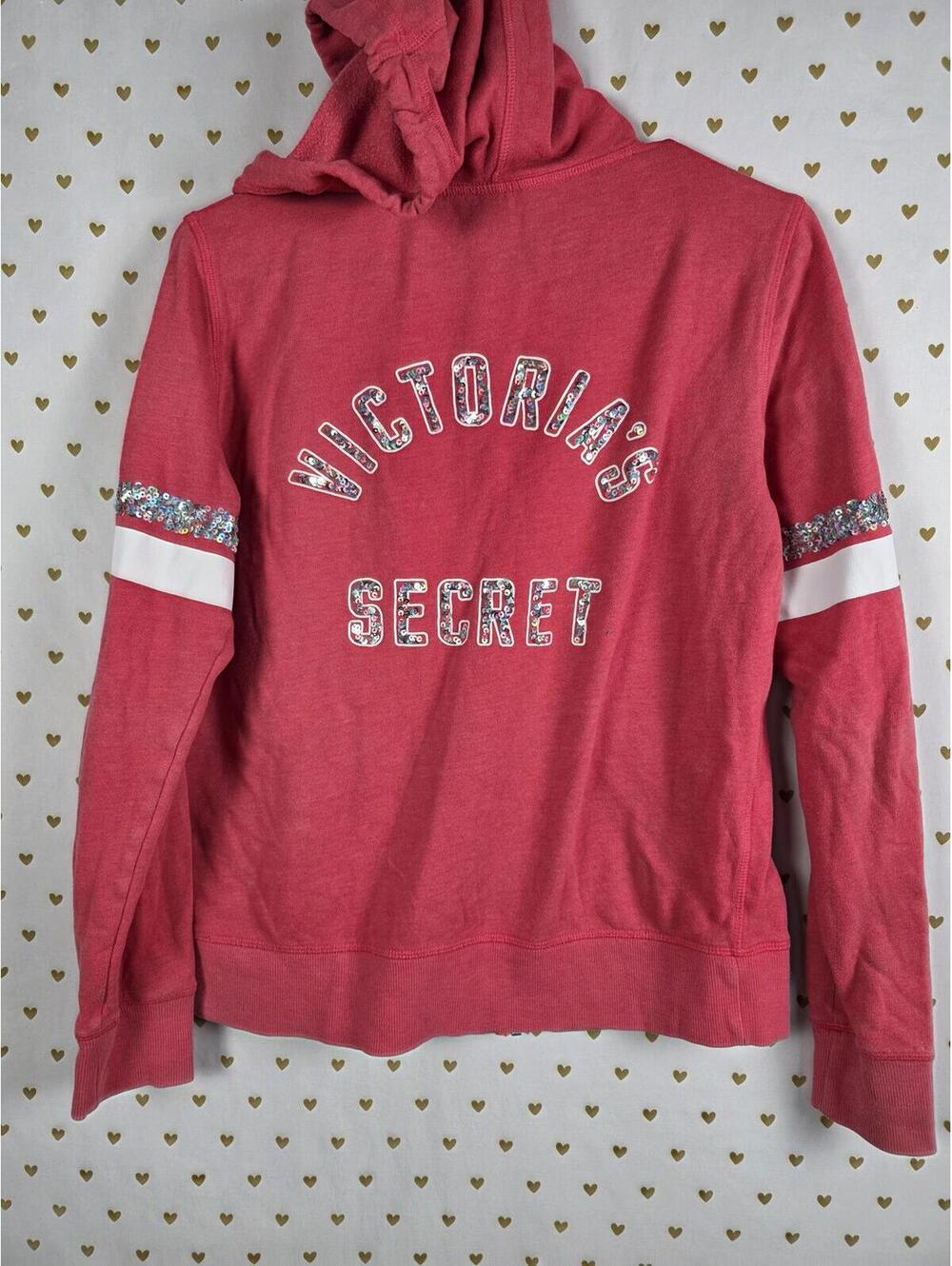 Victorias Secret BLING Wings Hoodie Jacket Sequined Logo Full Zip SMALL